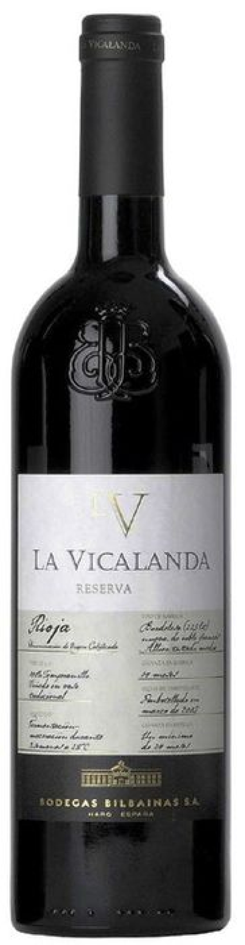 VINO LA VICALANDA RVA. 0.75 L. VINO LA VICALANDA RVA. 0.75 L.